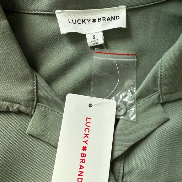 Lucky Brand Women’s Green Button-Front Midi Shirt Dress with Belt Size Small - Picture 4 of 4